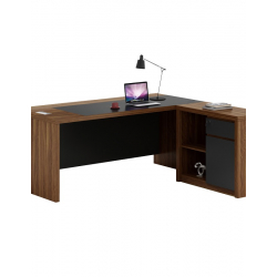 Γραφείο γωνιακό αναστρέψιμο Oscar pakoworld καρυδί-ανθρακί 200x188,6x76εκ