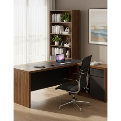 Γραφείο γωνιακό αναστρέψιμο Oscar pakoworld καρυδί-ανθρακί 200x188,6x76εκ