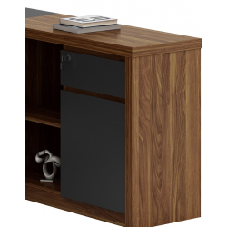 Γραφείο γωνιακό αναστρέψιμο Oscar pakoworld καρυδί-ανθρακί 200x188,6x76εκ