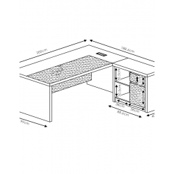 Γραφείο γωνιακό αναστρέψιμο Oscar pakoworld καρυδί-ανθρακί 200x188,6x76εκ