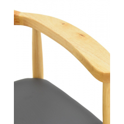 Πολυθρόνα Joube pakoworld rubberwood σε φυσική απόχρωση με μαύρο pu μαξιλάρι 59x48x73εκ