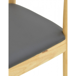 Πολυθρόνα Joube pakoworld rubberwood σε φυσική απόχρωση με μαύρο pu μαξιλάρι 59x48x73εκ