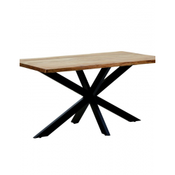 Τραπέζι Lenoua pakoworld μασίφ ξύλο ακακίας πάχους 3.7-4εκ σε φυσική απόχρωση με μαύρα μεταλλικά πόδια 180x90x76εκ