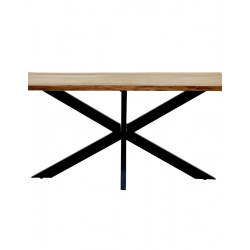 Τραπέζι Lenoua pakoworld μασίφ ξύλο ακακίας πάχους 3.7-4εκ σε φυσική απόχρωση με μαύρα μεταλλικά πόδια 180x90x76εκ