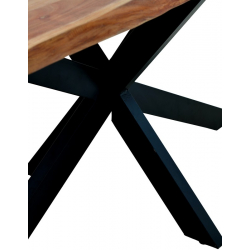 Τραπέζι Lenoua pakoworld μασίφ ξύλο ακακίας πάχους 3.7-4εκ σε φυσική απόχρωση με μαύρα μεταλλικά πόδια 180x90x76εκ