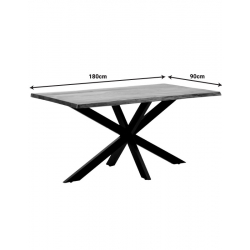 Τραπέζι Lenoua pakoworld μασίφ ξύλο ακακίας πάχους 3.7-4εκ σε φυσική απόχρωση με μαύρα μεταλλικά πόδια 180x90x76εκ