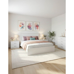 Σετ Κρεβατοκάμαρας Athos Λευκό με Κρεβάτι 140x200εκ Σετ 4τεμ