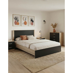 Σετ Κρεβατοκάμαρας Athos Sonoma Ανθρακί με Κρεβάτι 140x200εκ Σετ 4τεμ