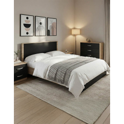 Σετ Κρεβατοκάμαρας Athos Sonoma Ανθρακί με Κρεβάτι 160x200εκ Σετ 4τεμ