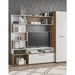 Σύνθετο σαλονιού Jasper pakoworld καρυδί-αντικέ λευκό 151.5x37.5x169.5εκ