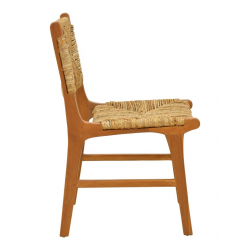 Καρέκλα Refane pakoworld σκελετός teak ξύλο με ψάθα σε φυσική απόχρωση 50x58x85εκ