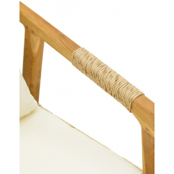 Πολυθρόνα Cuerda pakoworld σκελετός teak ξύλο με pe σχοινί σε φυσική απόχρωση 55x60x80εκ
