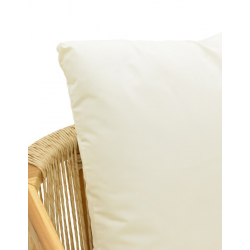 Πολυθρόνα Cuerda pakoworld σκελετός teak ξύλο με pe σχοινί σε φυσική απόχρωση 55x60x80εκ