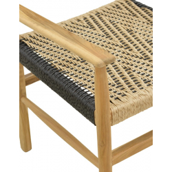 Πολυθρόνα Fermilo pakoworld σκελετός teak ξύλο με pe σχοινί σε φυσική-μαύρη απόχρωση 55x67x86εκ