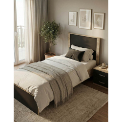 Σετ Κρεβατοκάμαρας Athos Sonoma Ανθρακί με Κρεβάτι 90x190εκ Σετ 2τεμ