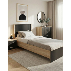 Σετ Κρεβατοκάμαρας Athos Sonoma Ανθρακί με Κρεβάτι 90x190εκ Σετ 3τεμ