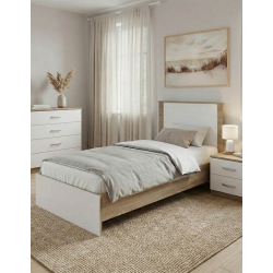 Σετ Κρεβατοκάμαρας Athos Sonoma Λευκό με Κρεβάτι 90x190εκ Σετ 3τεμ