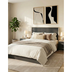 Σετ Κρεβατοκάμαρας Athos Sonoma Ανθρακί με Κρεβάτι 140x200εκ Σετ 3τεμ