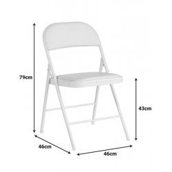 Καρέκλα Niro pakoworld πτυσσόμενη pu-μέταλλο σε λευκή απόχρωση 46x46x79εκ