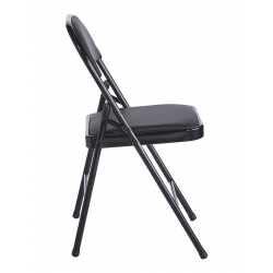 Καρέκλα Niro pakoworld πτυσσόμενη pu-μέταλλο σε μαύρη απόχρωση 46x46x79εκ