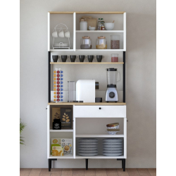 Ντουλάπια κουζίνας Lenner pakoworld λευκό-sonoma 90x45x184εκ