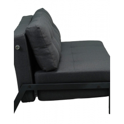 Καναπές 2θέσιος-κρεβάτι Fancy pakoworld ύφασμα σε ανθρακί απόχρωση με μαύρο πόδι 150x92x77εκ