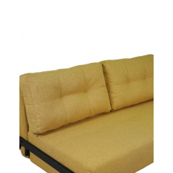 Καναπές 2θέσιος-κρεβάτι Fancy pakoworld ύφασμα σε κίτρινη απόχρωση με μαύρο πόδι 150x92x77εκ