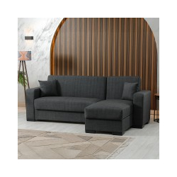 Γωνιακός καναπές-κρεβάτι αναστρέψιμος Dumma pakoworld ύφασμα ανθρακί 226x148x86εκ