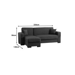 Γωνιακός καναπές-κρεβάτι αναστρέψιμος Dumma pakoworld ύφασμα ανθρακί 226x148x86εκ