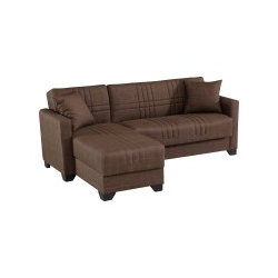 Γωνιακός καναπές-κρεβάτι αναστρέψιμος Stashio pakoworld ύφασμα καφε 202x143x84εκ