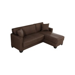 Γωνιακός καναπές-κρεβάτι αναστρέψιμος Stashio pakoworld ύφασμα καφε 202x143x84εκ