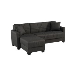 Γωνιακός καναπές-κρεβάτι αναστρέψιμος Stashio pakoworld ύφασμα ανθρακί 202x143x84εκ