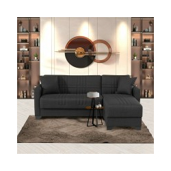 Γωνιακός καναπές-κρεβάτι αναστρέψιμος Stashio pakoworld ύφασμα ανθρακί 202x143x84εκ
