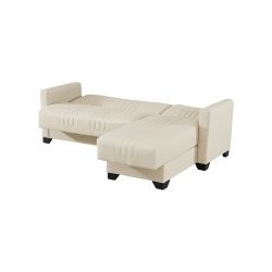 Γωνιακός καναπές-κρεβάτι αναστρέψιμος Stashio pakoworld ύφασμα κρεμ 202x143x84εκ