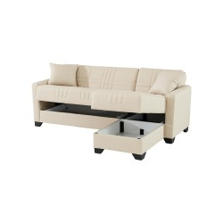 Γωνιακός καναπές-κρεβάτι αναστρέψιμος Stashio pakoworld ύφασμα κρεμ 202x143x84εκ