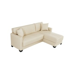 Γωνιακός καναπές-κρεβάτι αναστρέψιμος Stashio pakoworld ύφασμα κρεμ 202x143x84εκ