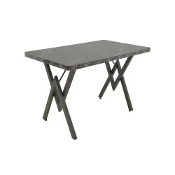 Τραπέζι Vertex pakoworld μαυρο εφέ μαρμάρου με μαύρα μεταλλικά πόδια 110x70x72εκ