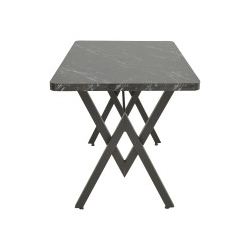 Τραπέζι Vertex pakoworld μαυρο εφέ μαρμάρου με μαύρα μεταλλικά πόδια 110x70x72εκ