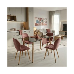 Τραπεζαρία με Καρέκλες Jelour Σάπιο Μήλο και Τραπέζι Titta Γυαλί 120x70x75εκ Σετ 5τεμ