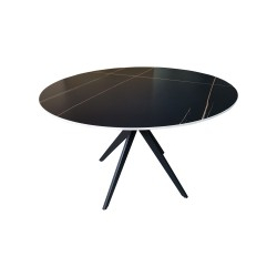 Τραπεζαρία με Καρέκλες Renish Λευκή και Τραπέζι Orbital Μαύρο Φ120x76εκ Σετ 5τεμ