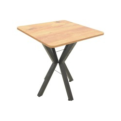 Τραπέζι Arenya pakoworld φυσική απόχρωση με μαύρα μεταλλικά πόδια 70x70x72εκ