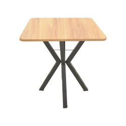 Τραπέζι Arenya pakoworld φυσική απόχρωση με μαύρα μεταλλικά πόδια 70x70x72εκ