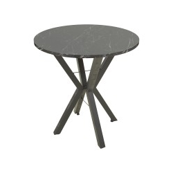 Τραπέζι Rogue pakoworld μαύρο εφε μαρμάρου με μαύρα μεταλλικά πόδια Φ70x72εκ