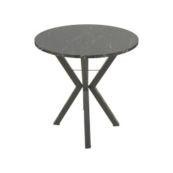 Τραπέζι Rogue pakoworld μαύρο εφε μαρμάρου με μαύρα μεταλλικά πόδια Φ70x72εκ