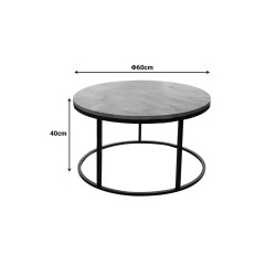 Τραπέζι σαλονιού Sikele pakoworld μαύρο εφε μαρμάρου με μαύρα μεταλλικά πόδια Φ60x40εκ