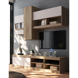 Σύνθετο σαλονιού Torania pakoworld sonoma-λευκό 185x37x145εκ