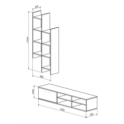 Σύνθετο σαλονιού Sarona pakoworld oak 150x35x160εκ