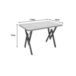 Τραπέζι Vertex pakoworld oak με μαύρα μεταλλικά πόδια 110x70x72εκ