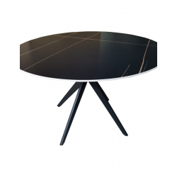 Τραπεζαρία με Καρέκλες Jelour Κίτρινο και Τραπέζι Orbital Μαύρο Φ120x76 Σετ 5τεμ