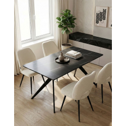 Τραπεζαρία με Καρέκλες Renish Λευκό και Τραπέζι Ezali Μαύρο 140x80x75εκ Σετ 5τεμ